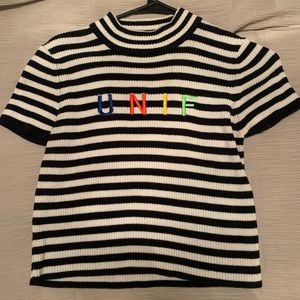 UNIF mock striped crop top